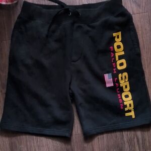 Polo by Ralph Lauren Black Athletic Shorts with Yellow Logo